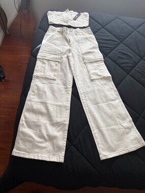 Fashion Nova 2-Piece Cargo Denim Set